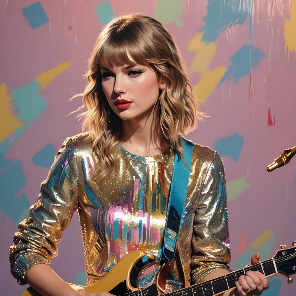 Pop Art Portrait of Musician on Stage