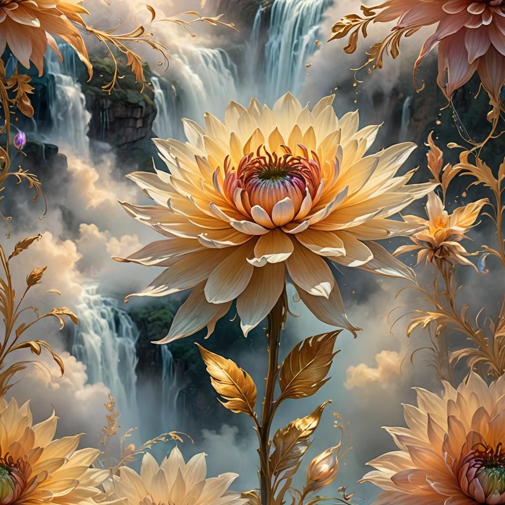 Luminous Flower with Ethereal Backdrop