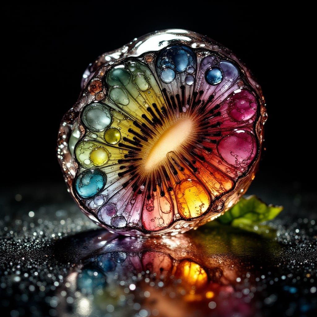 Glass Kiwi Fruit in Dramatic Light