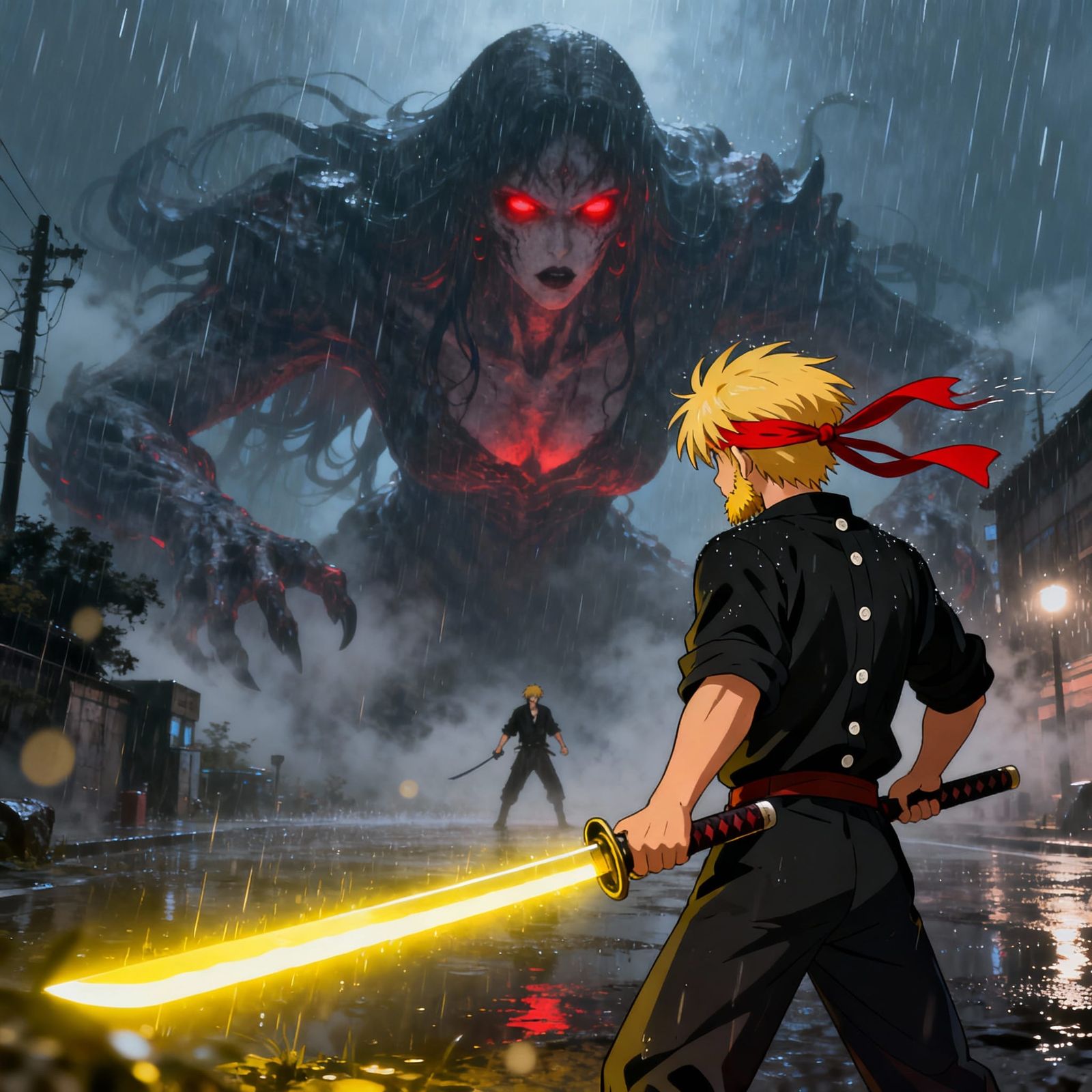 Anime Fantasy Battle: Blond Warrior vs Monster Woman