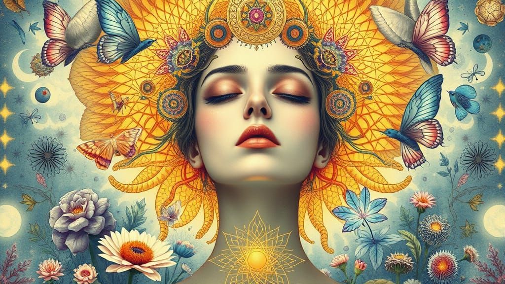 Surreal Woman in Bio-Mechanical Nature, Visionary Art