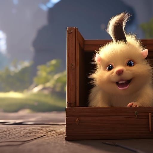 Cute Fantasy Creature - Inside Wooden Box #2