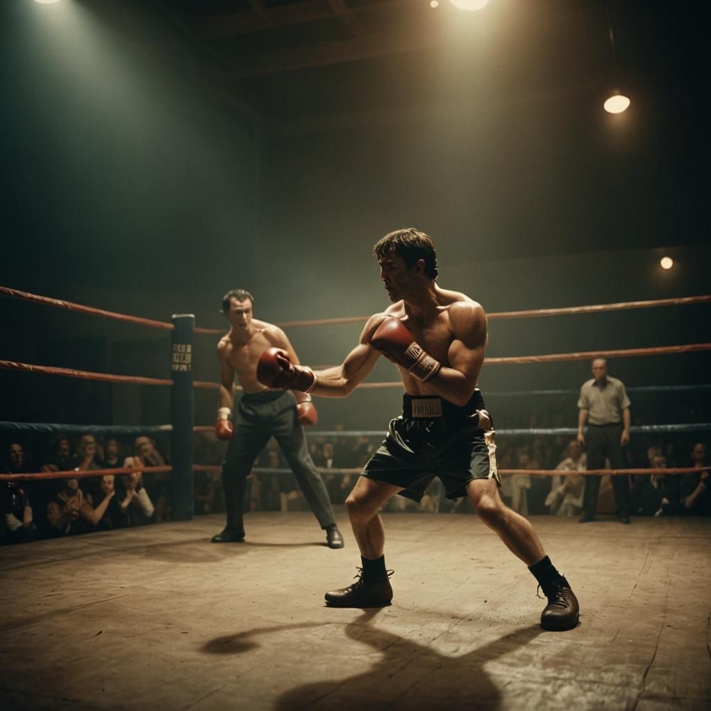 Intense Boxing Match in Cinematic Style