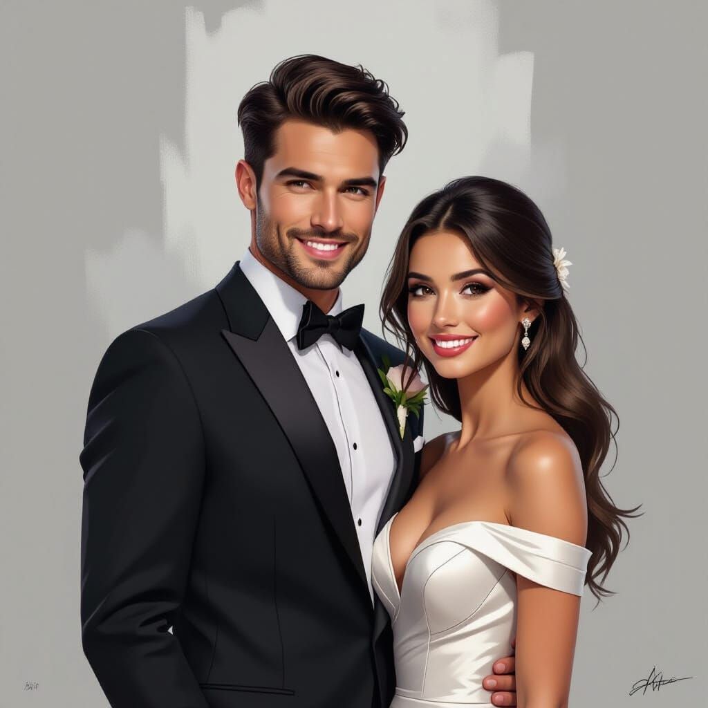 Groom in Black Suit Offering Help, Moody and Vibrant Style