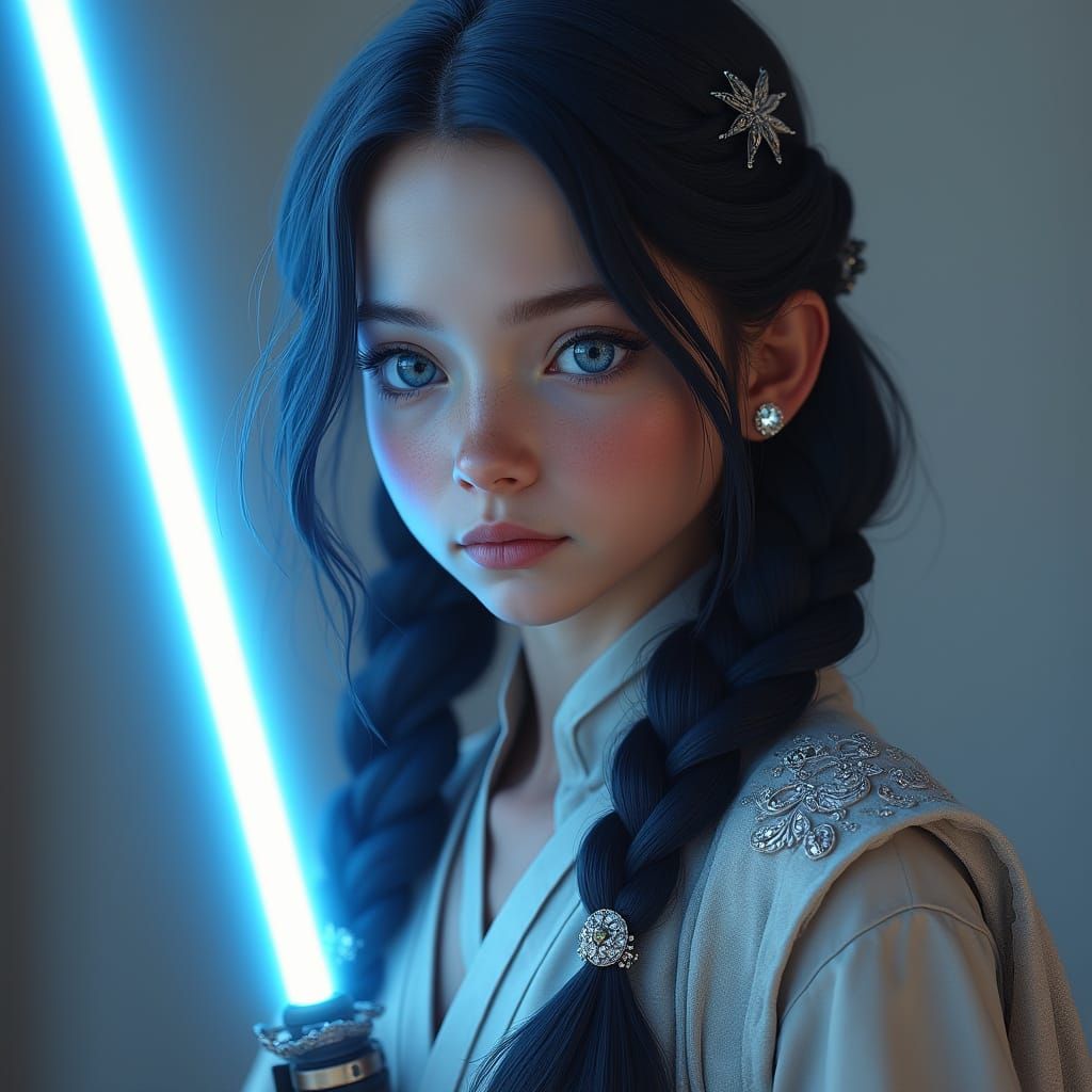 Elegant Young Jedi Padawan in Victorian-Inspired Attire