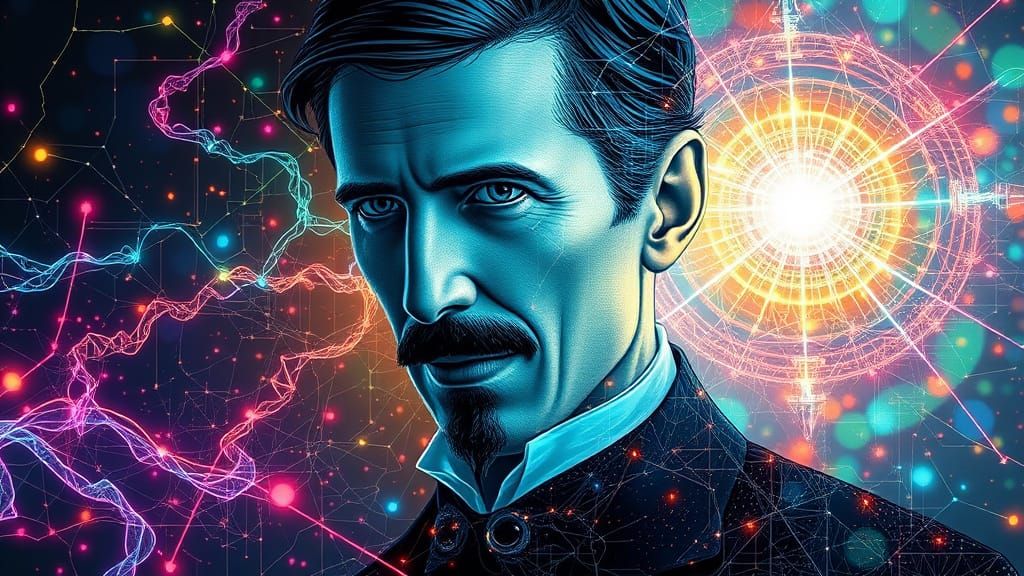 Ethereal Portrait of Nikola Tesla in Dreamlike Artistry