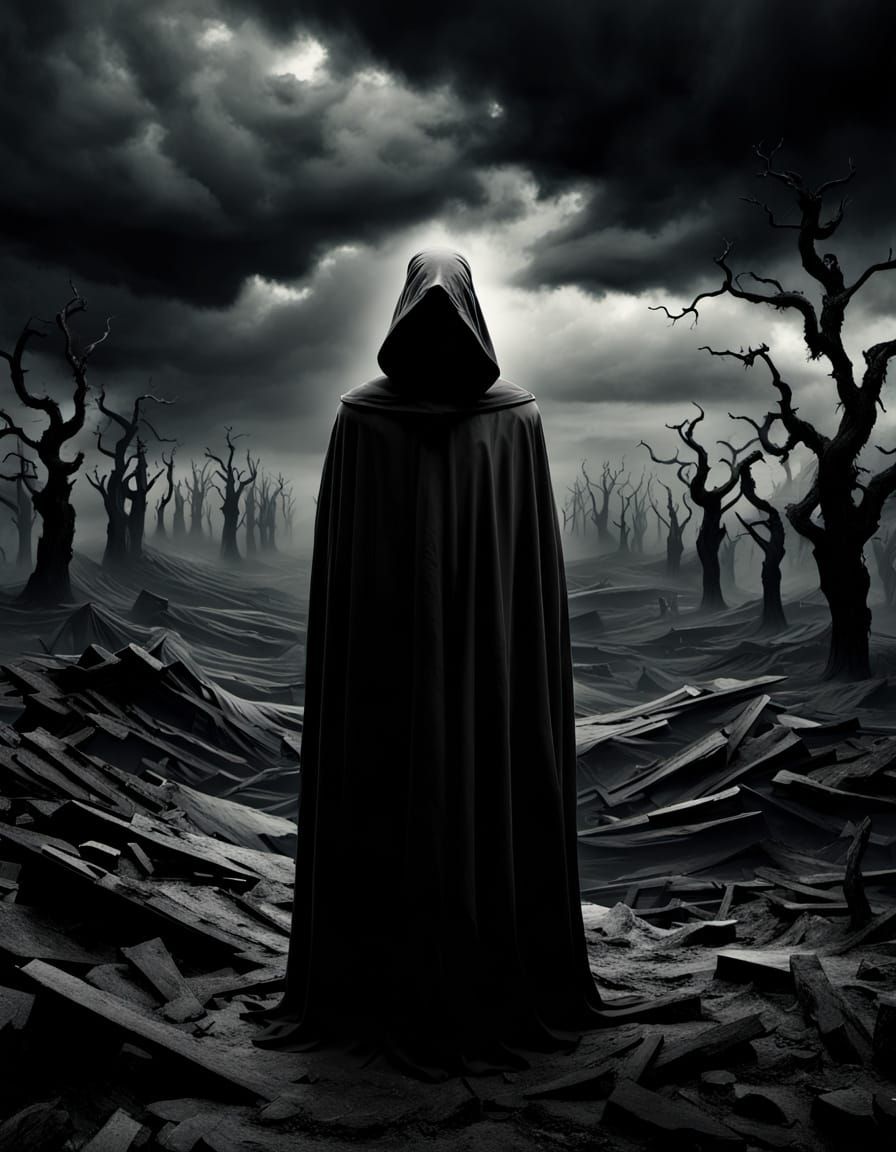 Guilt Personified in Desolate Surreal Landscape