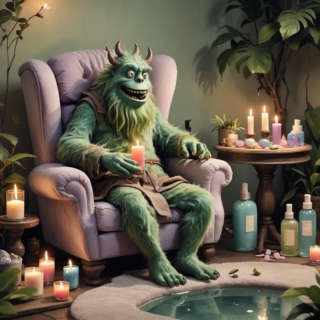 Friendly Monster Pedicure in Storybook Illustration Style
