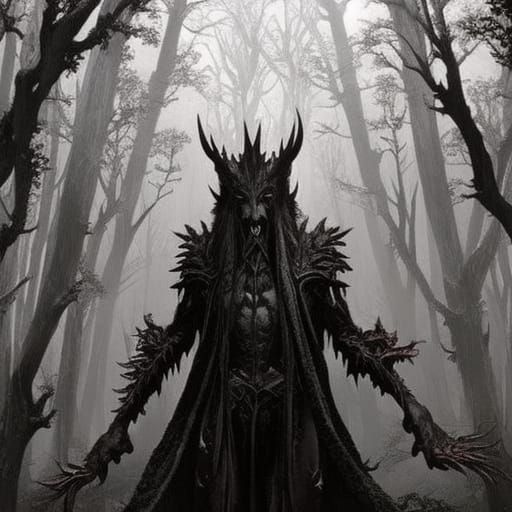 Gothic Horror Werewolf in Haunted Dark Academia Forest