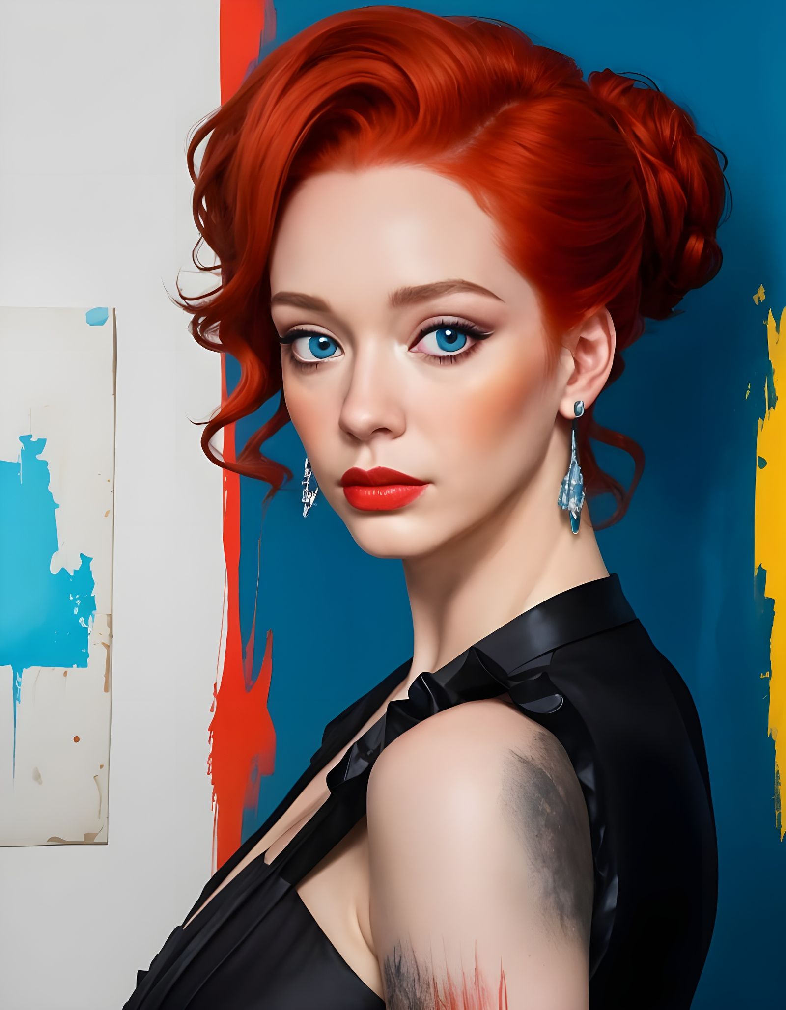 Brutalist Pinup Painting of a Hollywood Icon