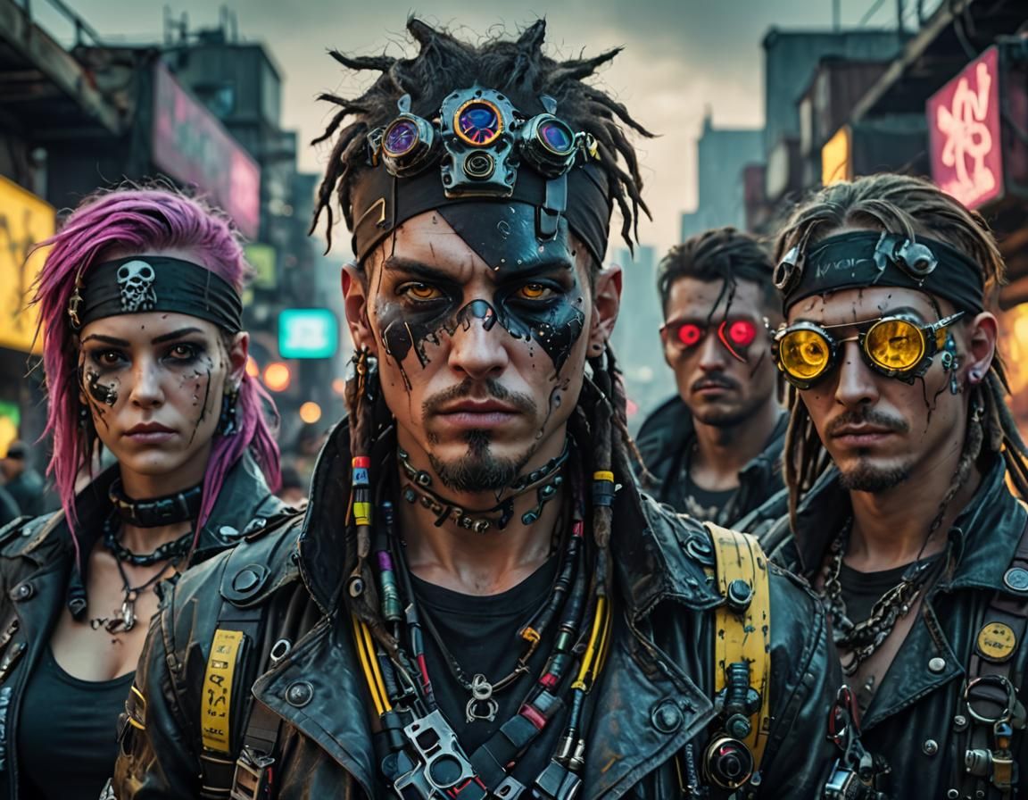 Cyberpunk Pirates Portrait in Post-Apocalyptic Battlefield