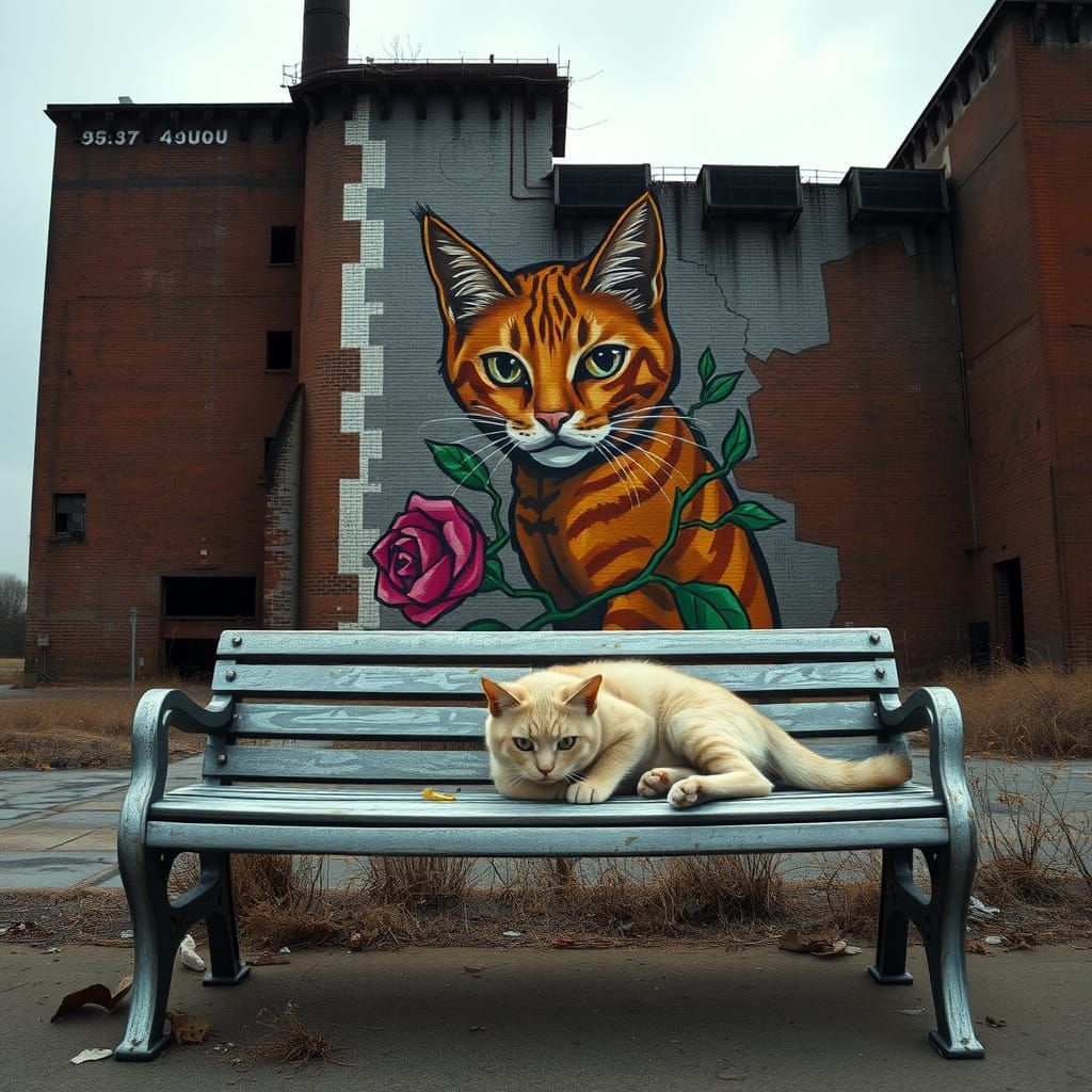 A dreary, rundown city street with a large, imposing brick f...