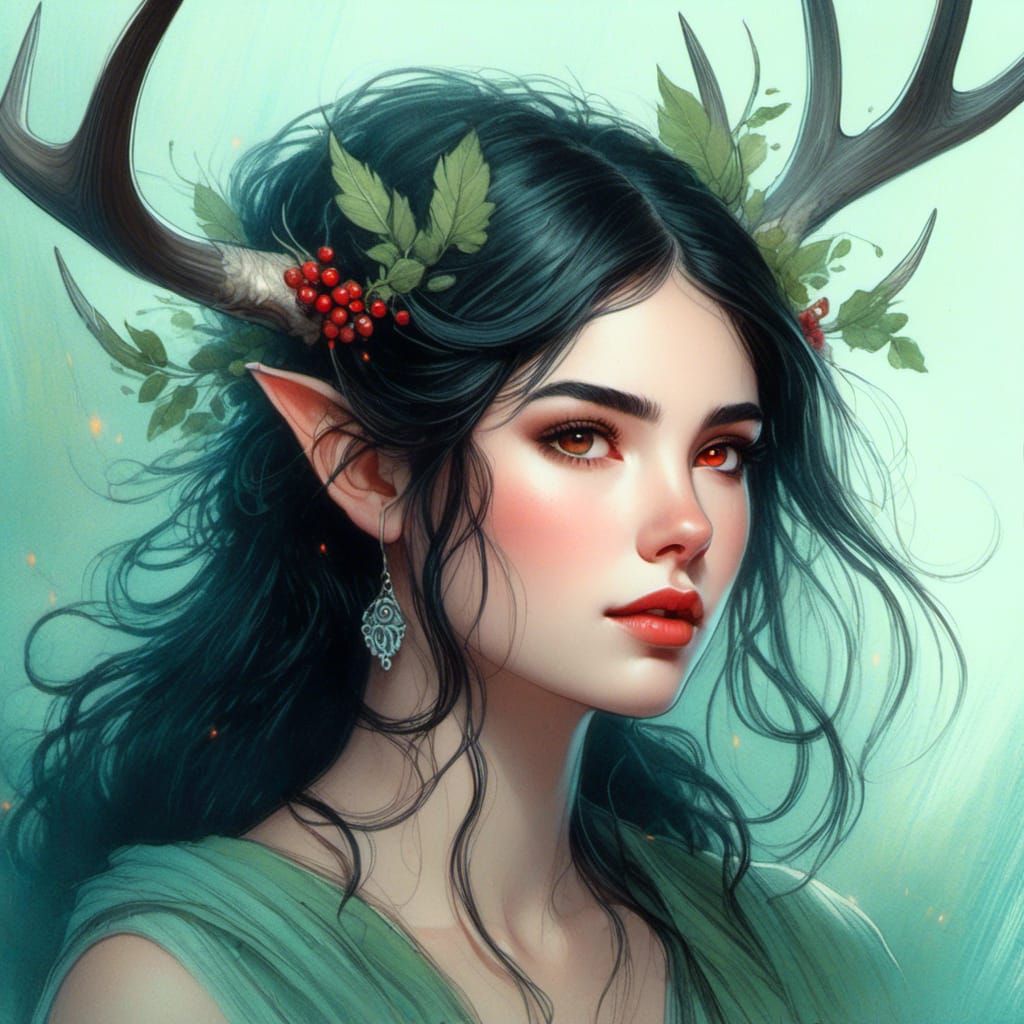 Ethereal Fantasy Portrait in Pencil