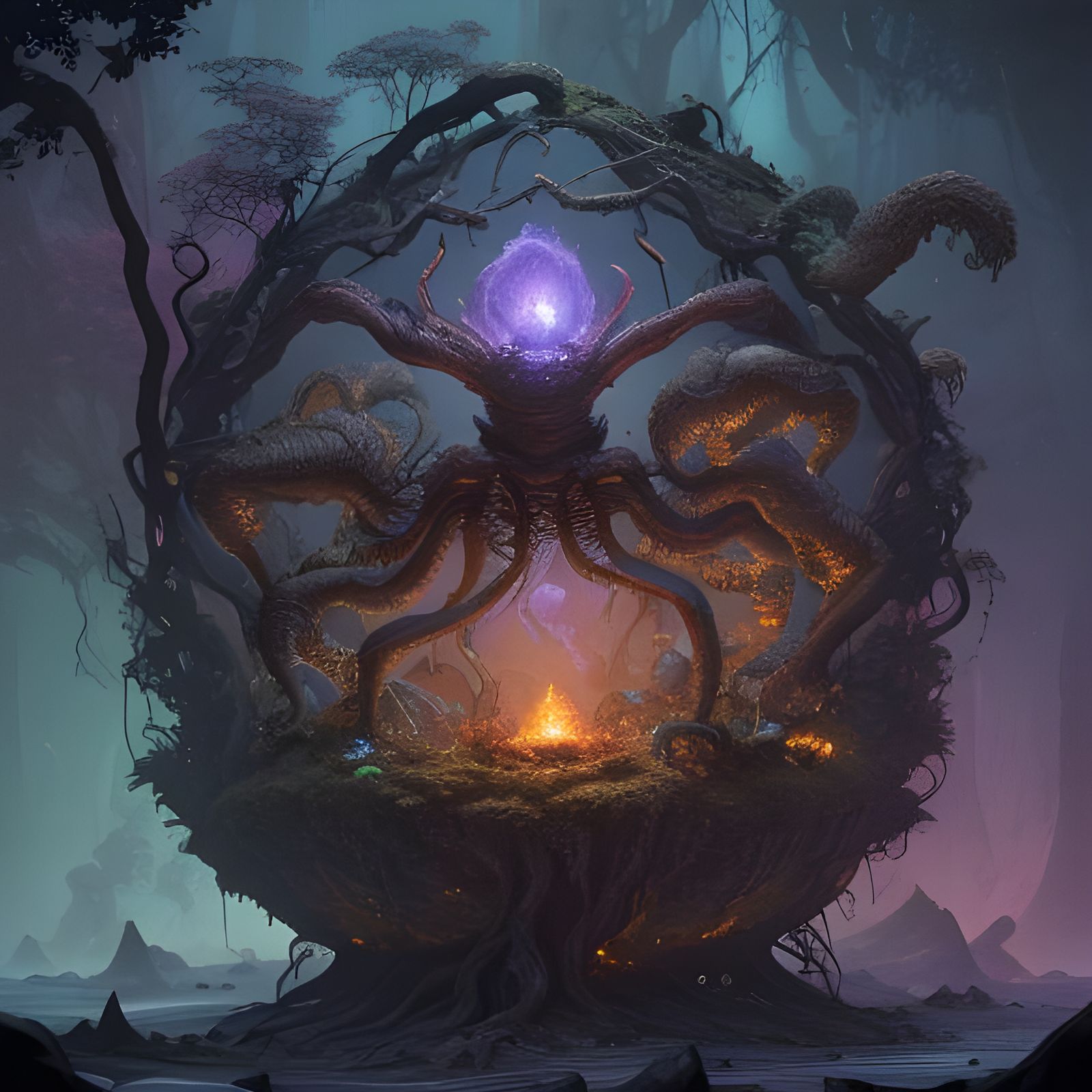 Primordial Alien Terrarium with Insectoid and Reptilian Life