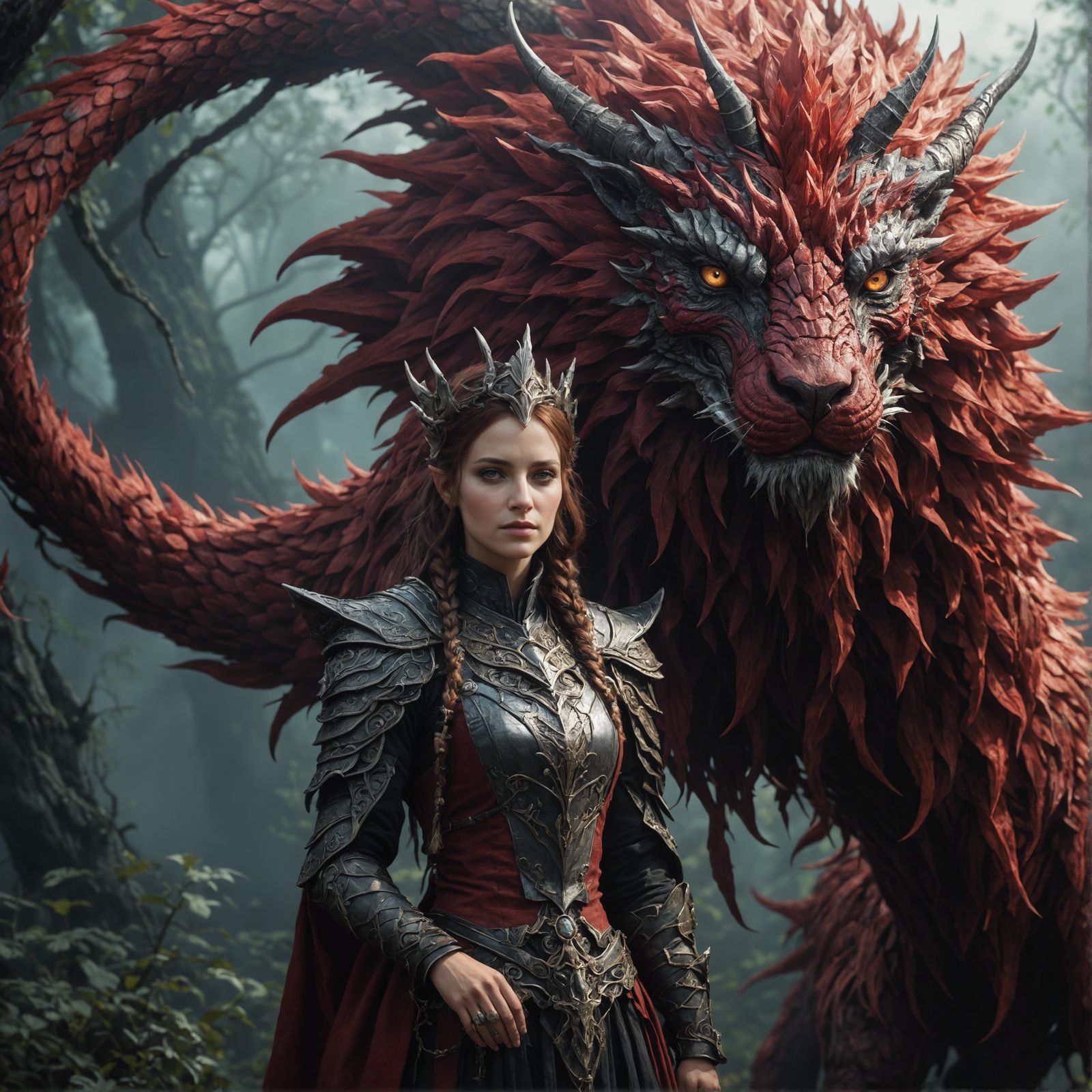 Epic Fantasy Creature Portrait in Illustrative Style