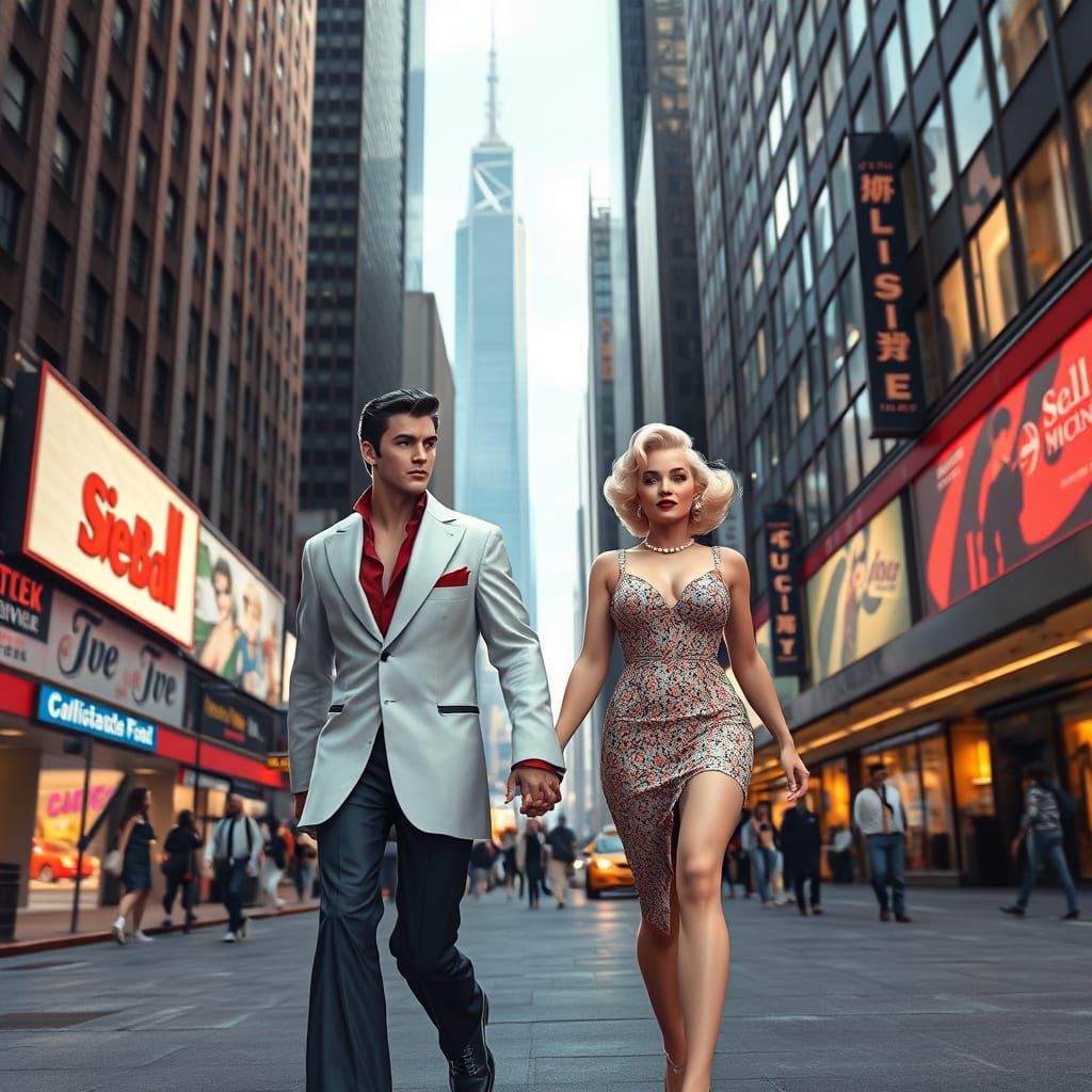 Elvis and Marilyn Monroe Strolling Through 80s New York City...