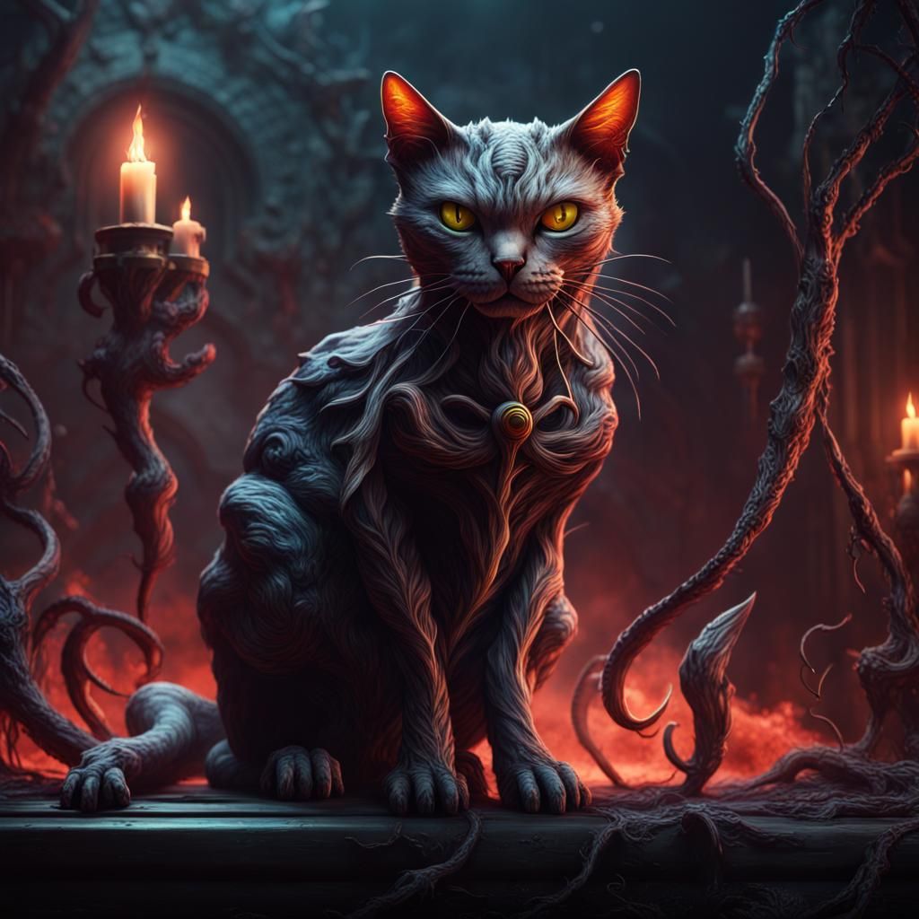 Demonic Eldritch Cat Fantasy Concept Art