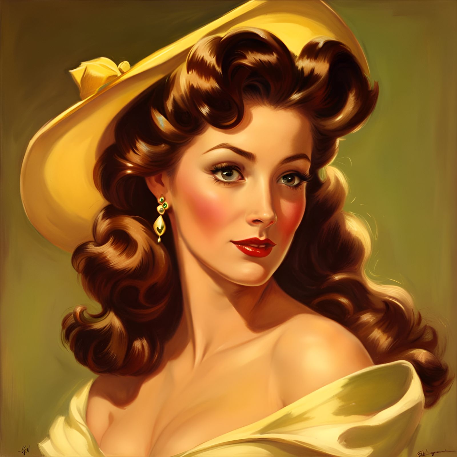 Glamorous Princess Portrait in Pin-Up Style