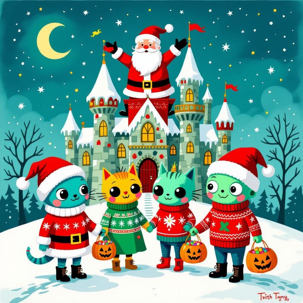 Monsters Trick-or-Treating at Santa's Castle