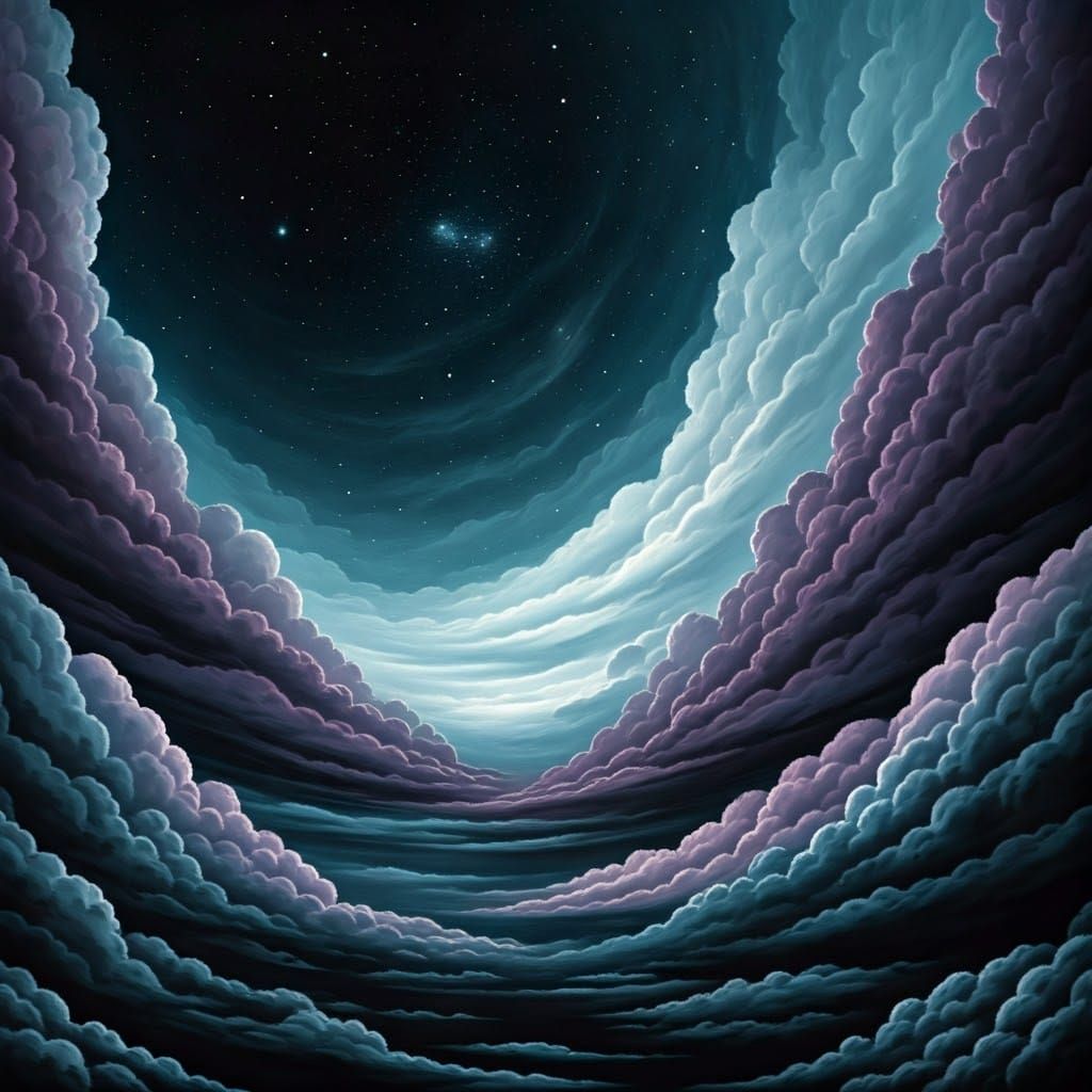 Starry Void Charcoal Drawing in Chiaroscuro Style