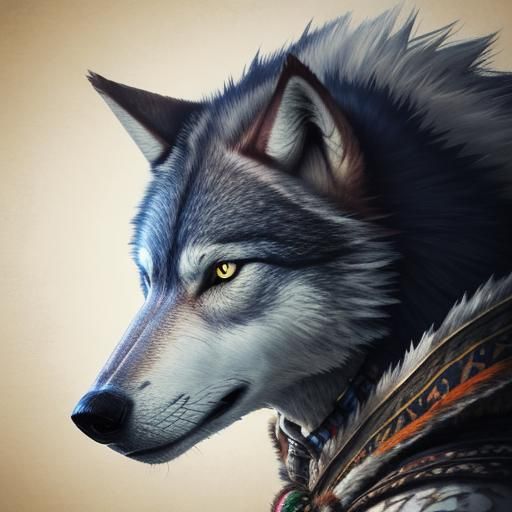 Mystical Female Shaman: Half Wolf, Half Woman