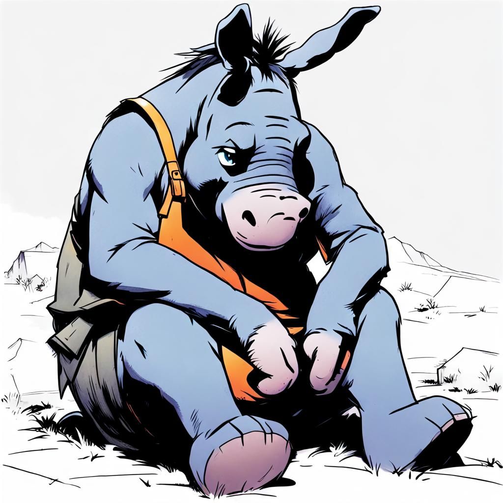 Eeyore in Yoji Shinkawa Manga Style