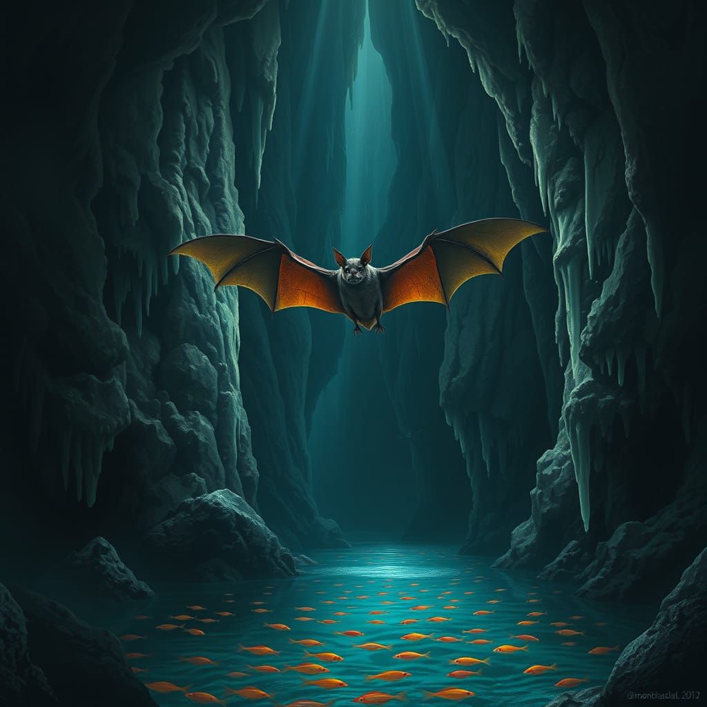 Ethereal Cave Scene in Whimsical Fantasy Style