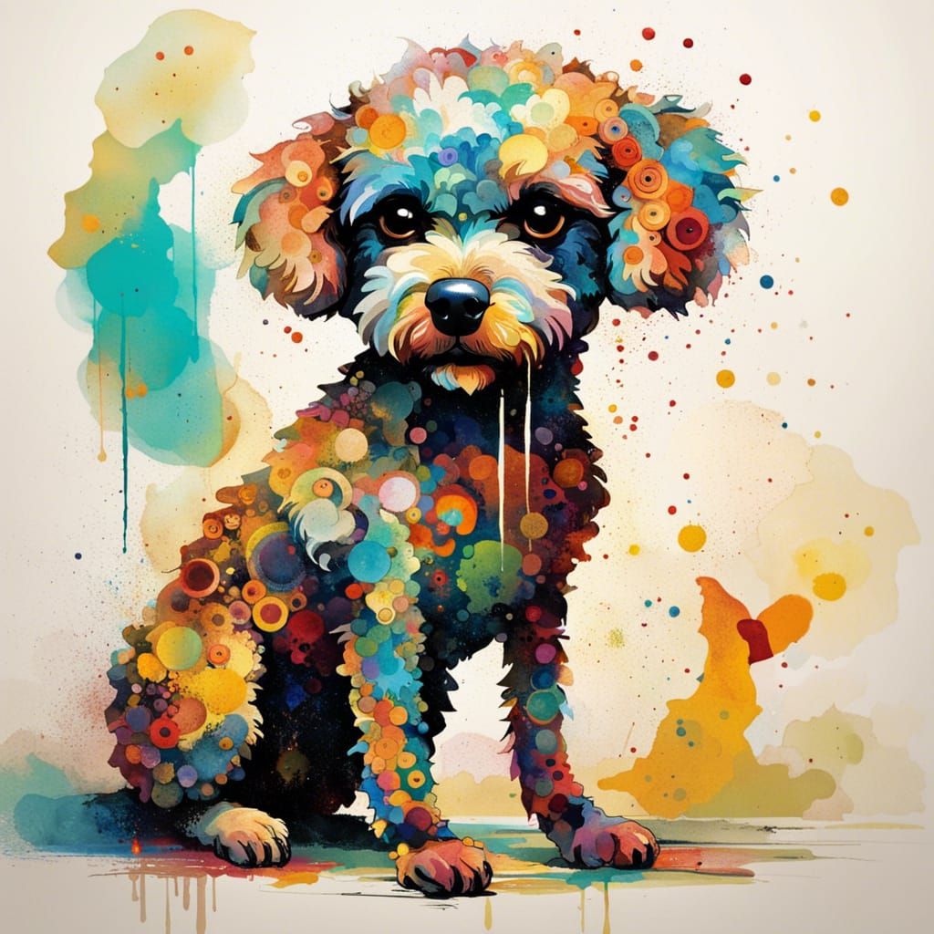 Robot Poodle in Abstract Expressionist Style