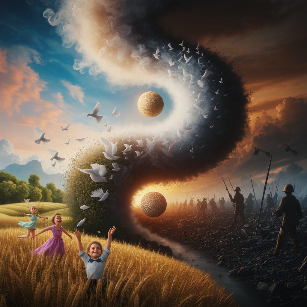 Yin-Yang Landscape with Ethereal Mist, Luminism Style