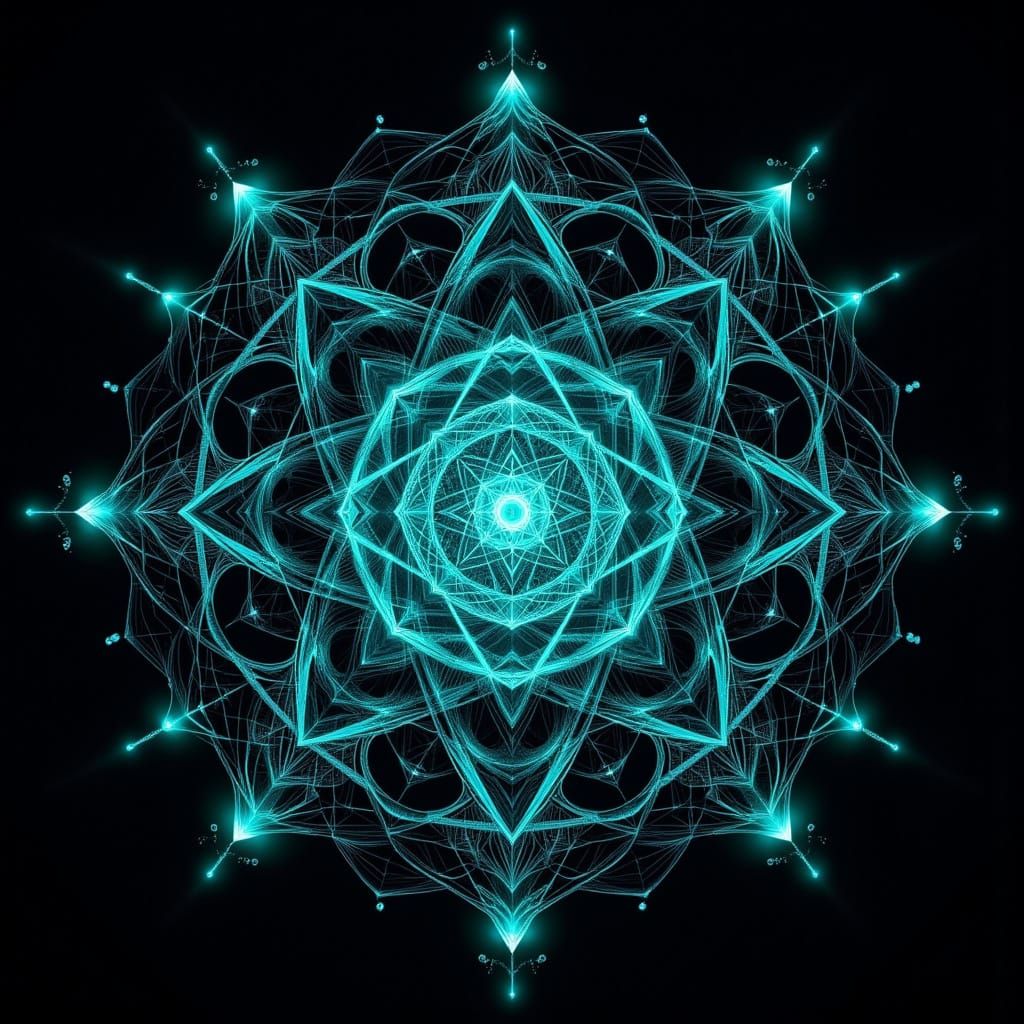 Vibrant Sacred Geometry Mandalas in Futuristic Dreamscape