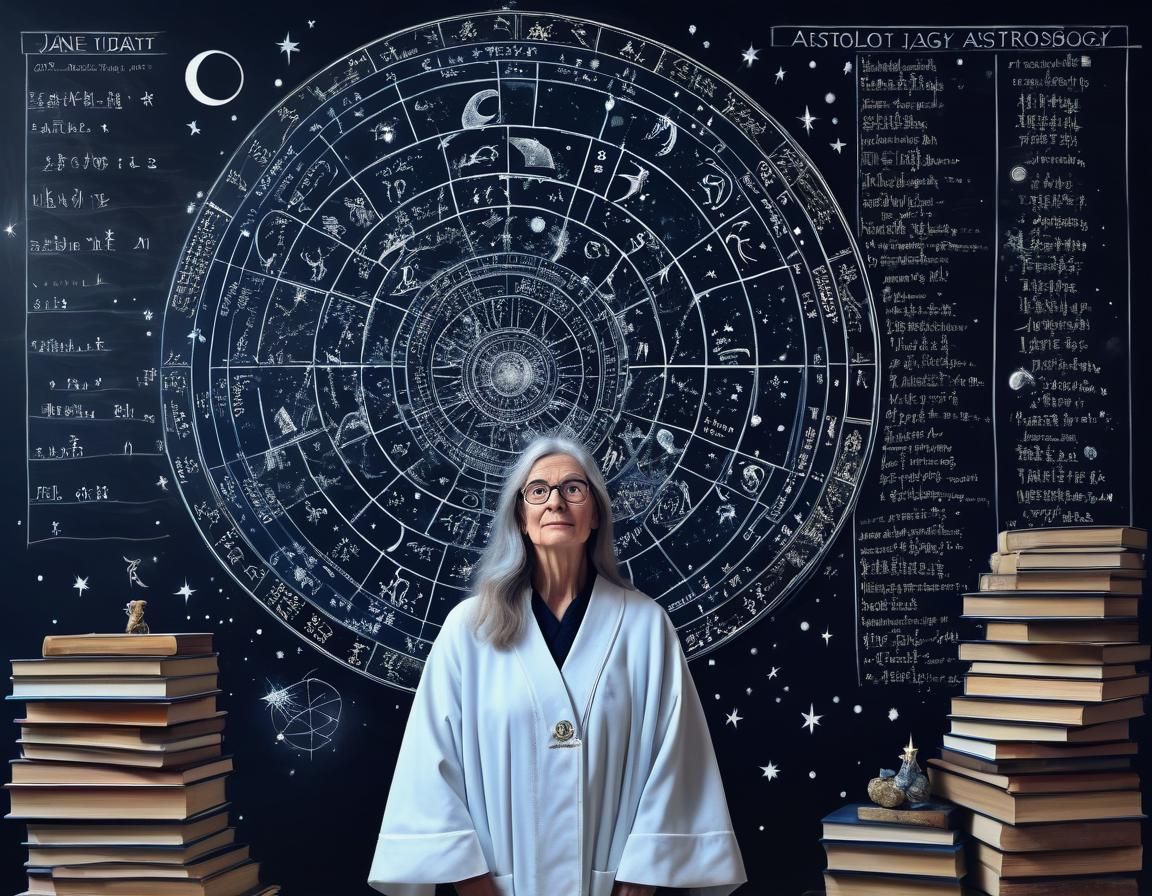 Astrological Teacher Surrounded by Books and Charts