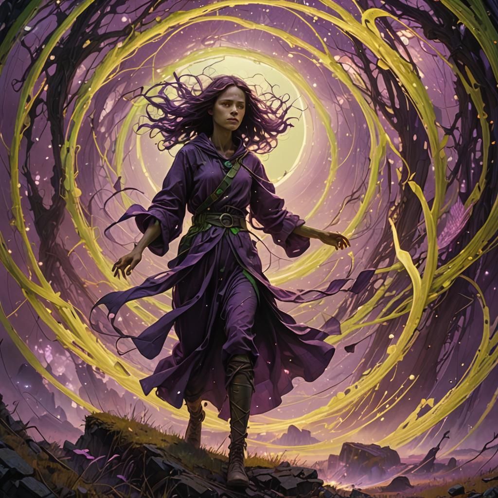 Figure Free Falling Through Translucent Reality Field