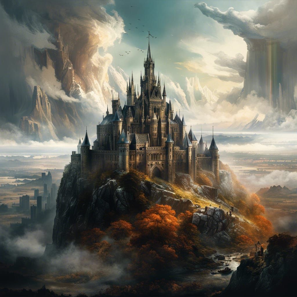 Cloud Kingdom Castle: Detailed Digital Portrait