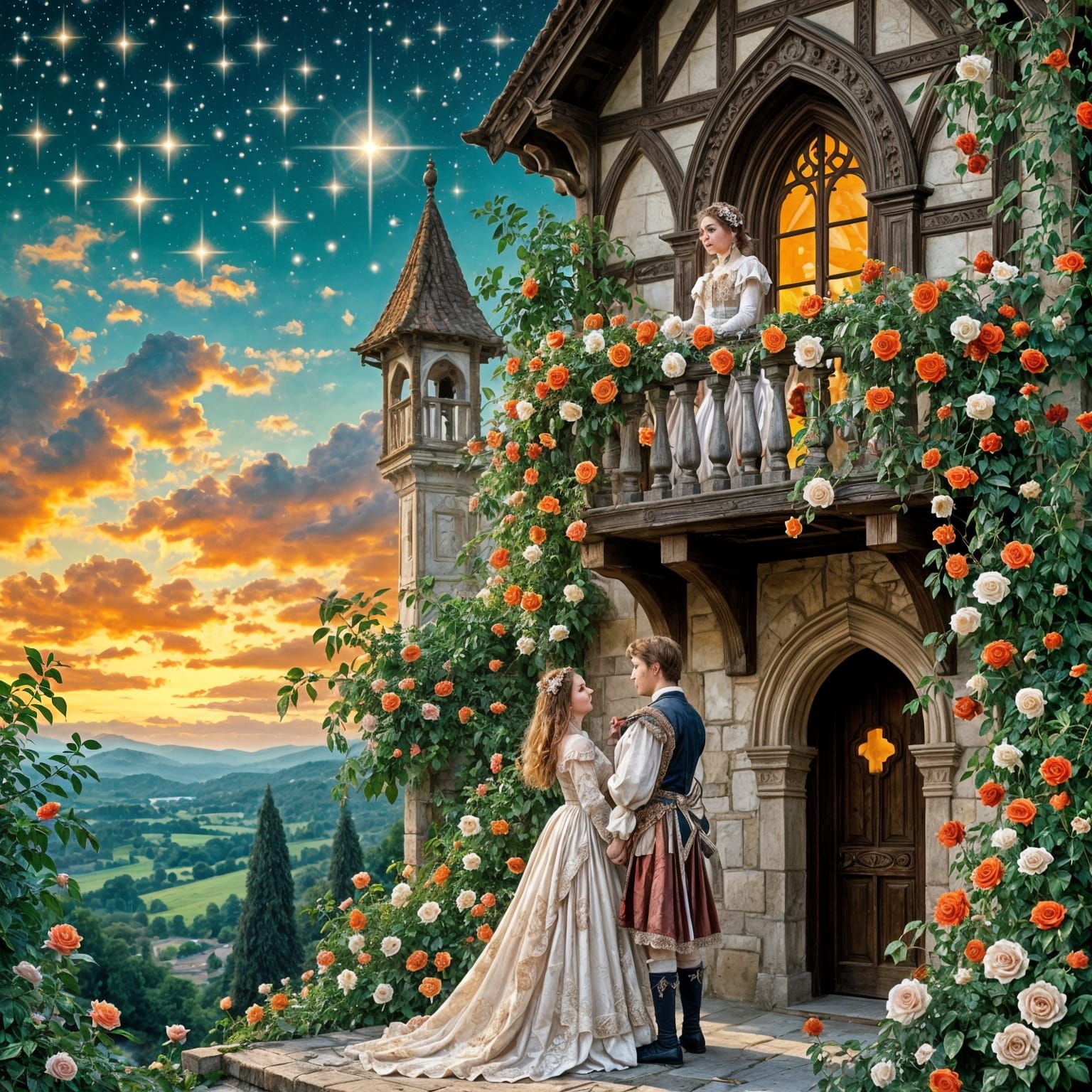 Romeo and Juliet Under a Starry Sky