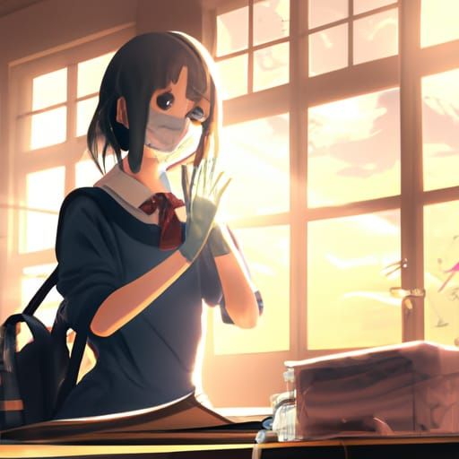 Girl in Mask: Studio Ghibli Anime Visual