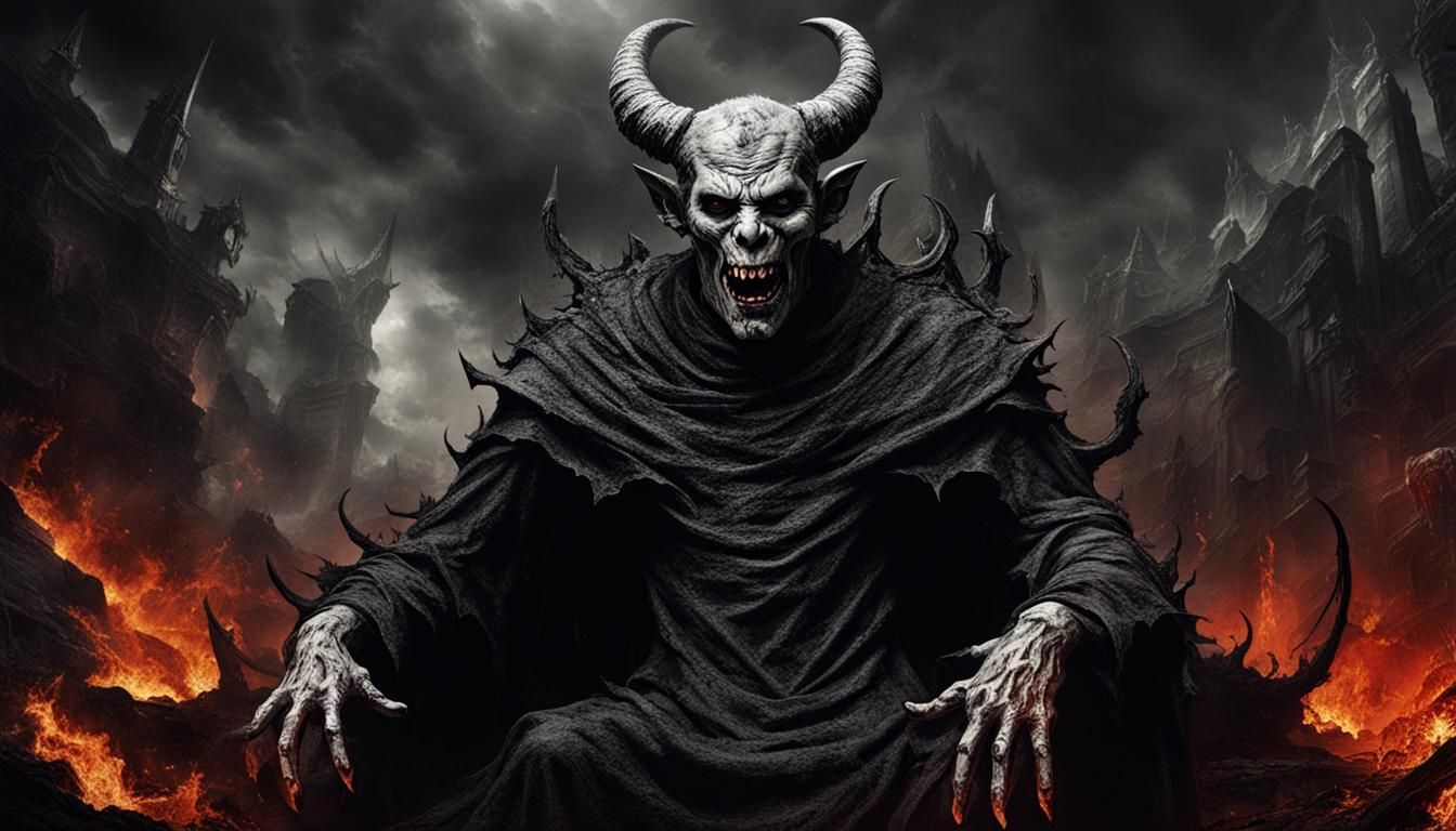 Demonic Devil of the Dark Age in Black and White