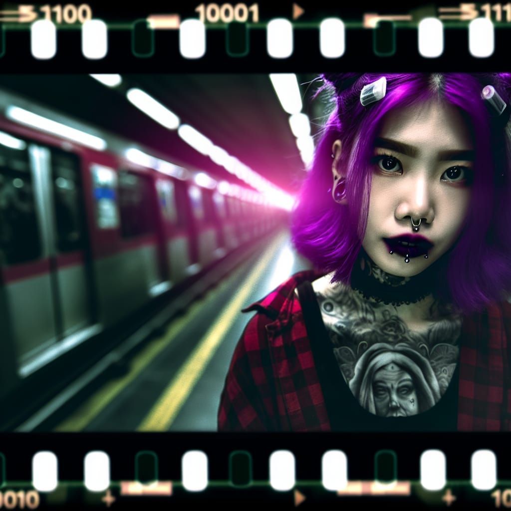 Ethereal Subway Goddess in Dark Cinematic Style