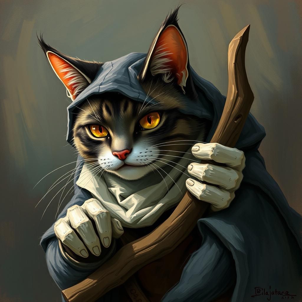 Cat as RPG Thief in Expressive Renaissance Style