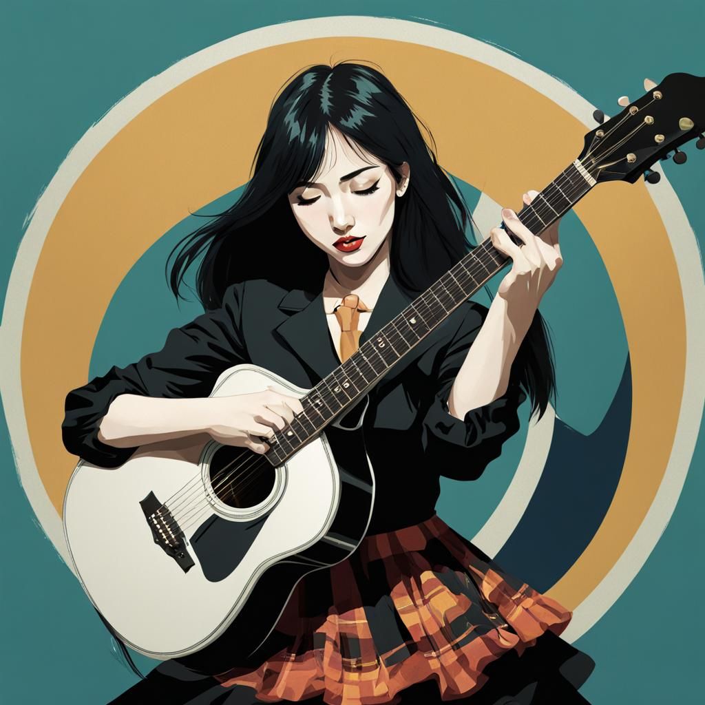 AI Generated Image of Girl with Guitar