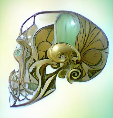 Art Nouveau Skull with Floral Design