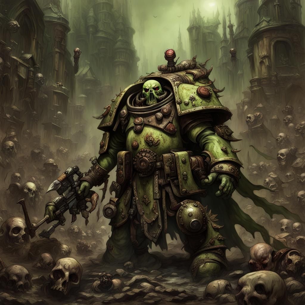 Warhammer 40k Death Guard Nurgle Warrior in Landscape