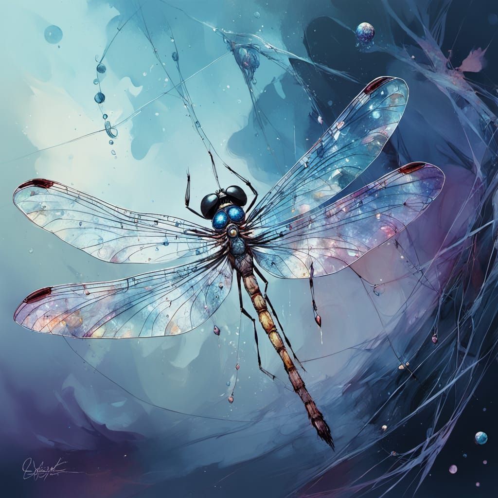 Damselfly Discovers Cosmic Portal in Dewdrop