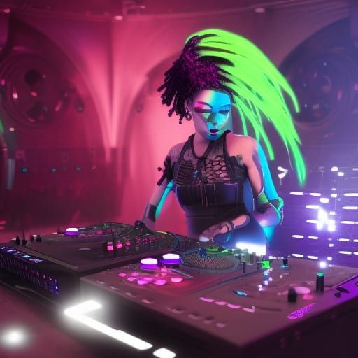 Cybergoth DJ Rocks the Arena: Digital Art