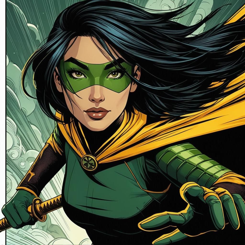 Superhero Leaps Through City: Comic Book Style