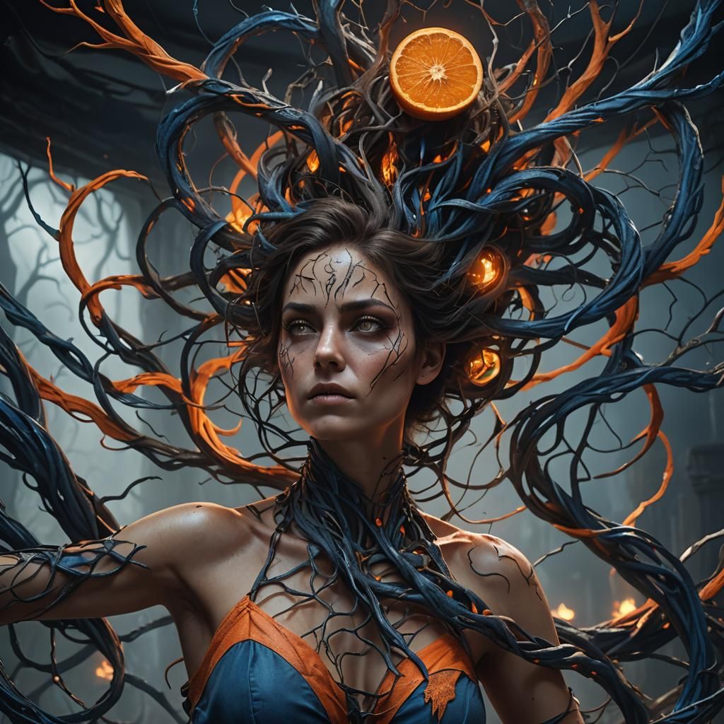 Eerie Dark Fantasy Woman with Tendrils in Unreal Engine