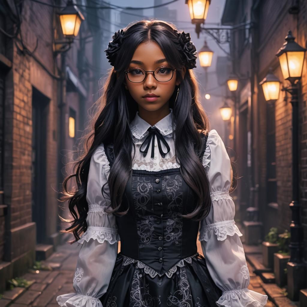 Gothic Lolita Anime Portrait of Blasian Girl