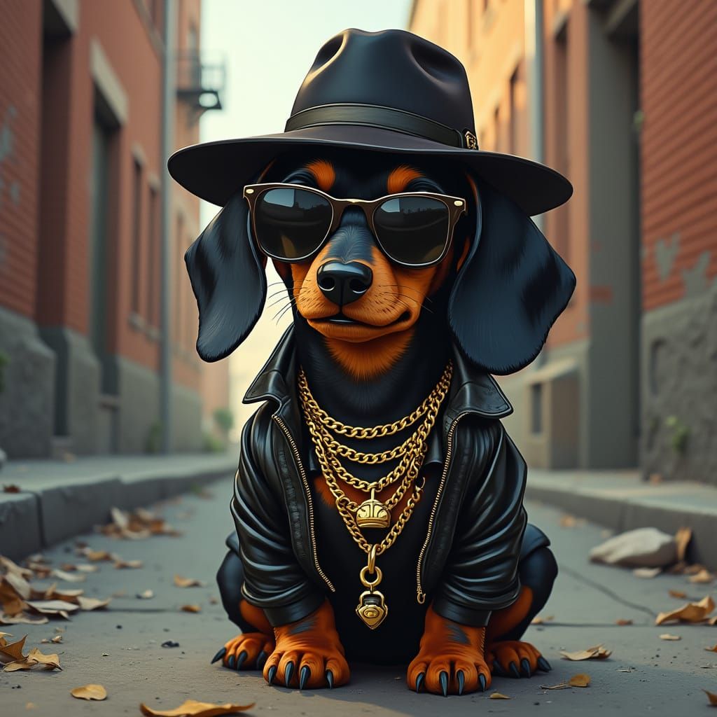 Dapper Dachshund in Gangster Attire