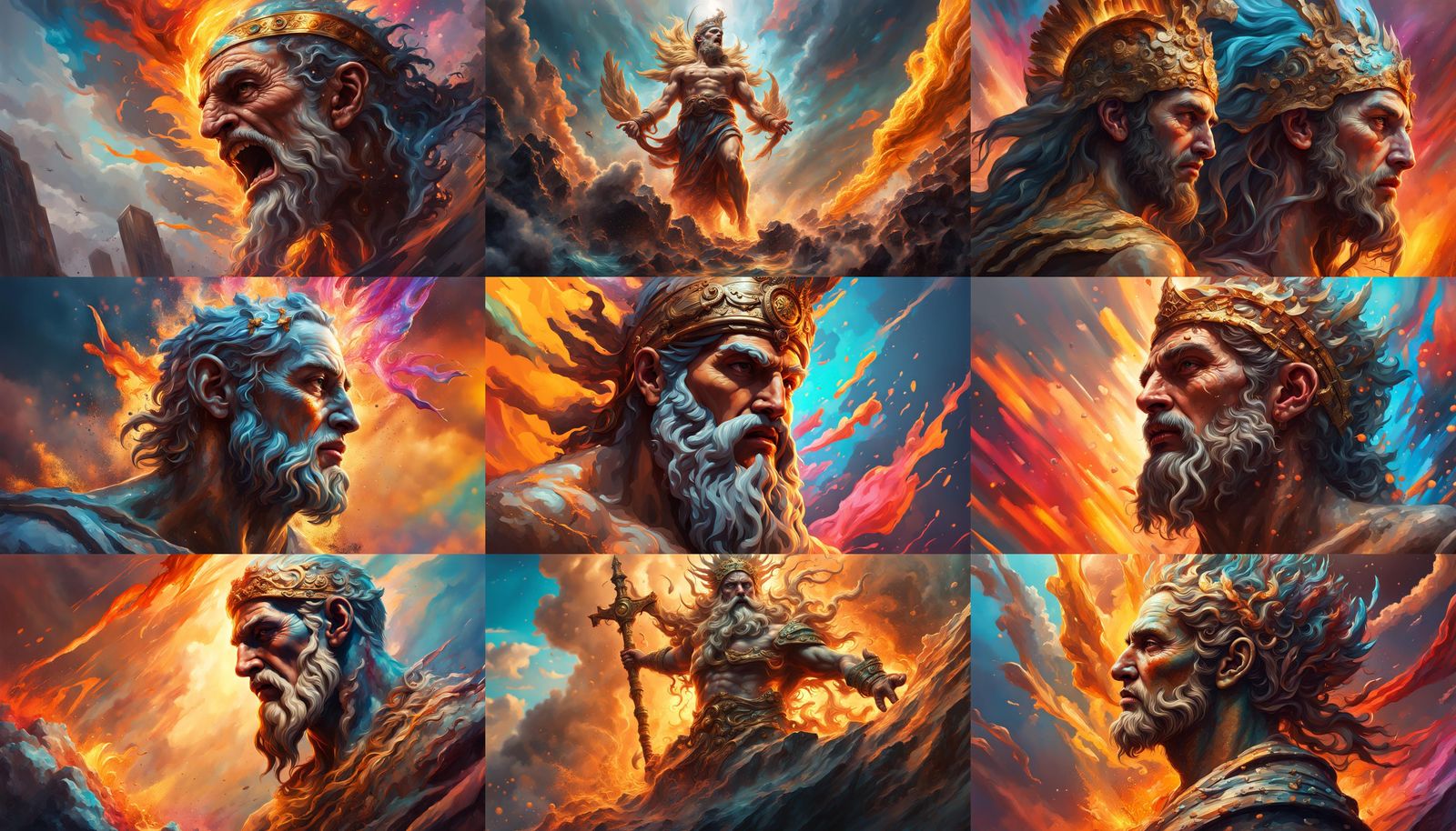 Apocalyptic Gods in Hyperrealistic Splash Art