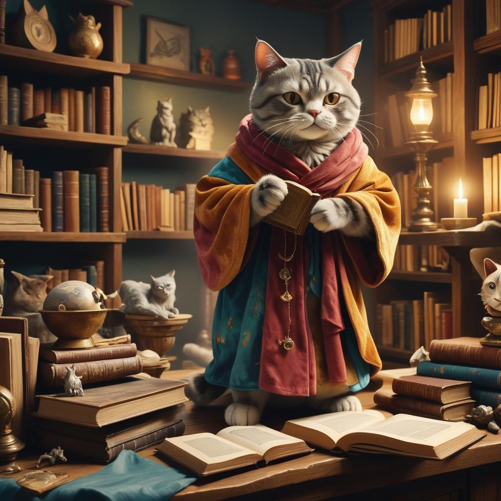 Wise Plush Cat as The Fluffy Magician