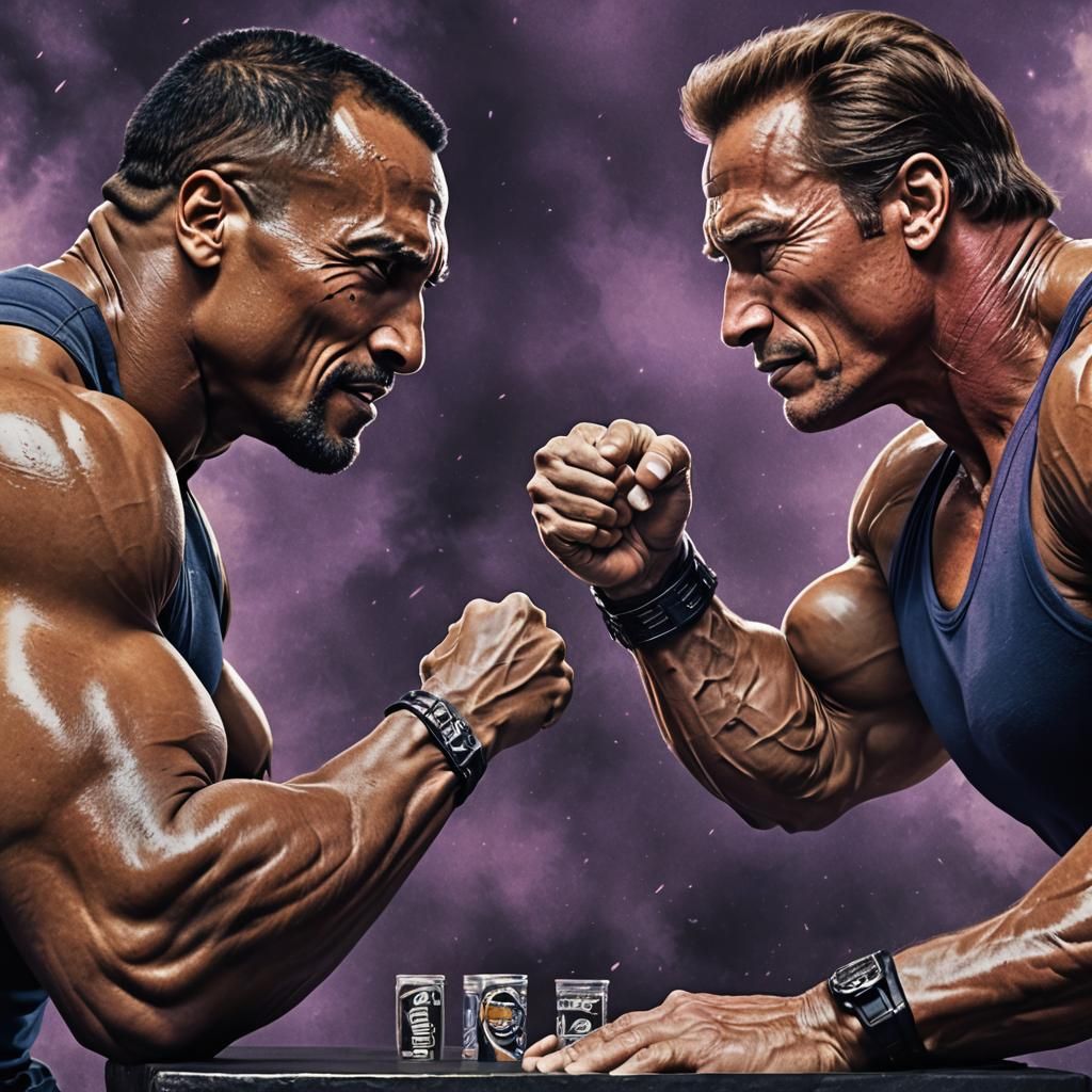 Hyperrealistic Arm Wrestling: Johnson vs Schwarzenegger